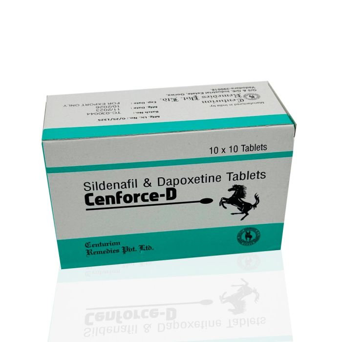 Ценфорс-Д 100 мг + Дапоксетин 60 мг Центуріон Ремедіс ( Cenforce-D 100 mg+ Dapoxetine 60 mg Centurion Remedies)