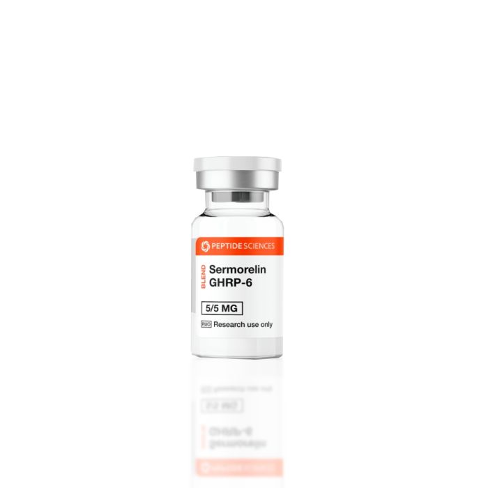 Серморелін, ГХРП6 Пептид Саенс 10 мг (Sermorelin, GHRP6 10 mg Peptide Sciences)