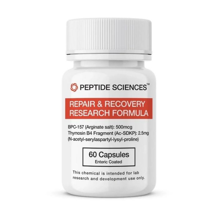 Репаир анд Ресовери (Стабле ВРС-157 Аргинате,Тхимосин Бета-4 Фрагмент) Пептид Саенс Repair and Recovery (Stable BPC-157 Arginate, Thymosin Beta-4 Fragment) PeptideSciences